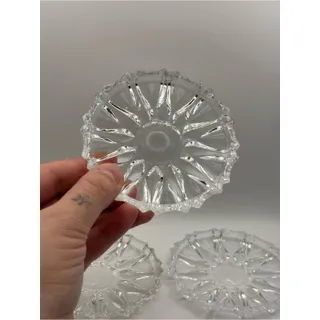 Photo of Set of 5 Vintage Princess House Bavarian Pressed Glass Coasters Sunburst Design