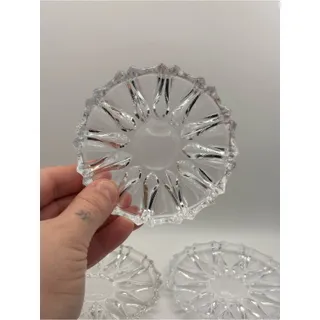 Photo of Set of 5 Vintage Princess House Bavarian Pressed Glass Coasters Sunburst Design