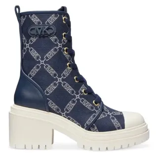 Photo of Michael Kors Hanley Empire Logo Jacquard Combat Boot In Navy Multi Size 6M