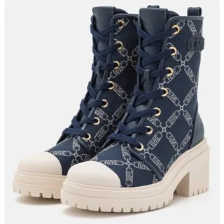 Photo of Michael Kors Hanley Empire Logo Jacquard Combat Boot In Navy Multi Size 6M