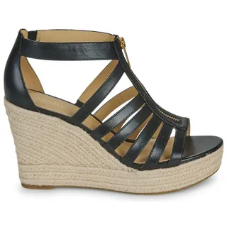Photo of MICHAEL KORS Bradley Linen Blend Small Canvas Wedge Sandal Women Black Size 9 M