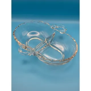 Photo of Vintage Fostoria Century Clear Pressed Glass Divided Relish Dish with Handles