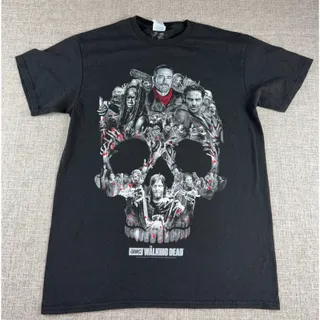 Photo of The Walking Dead T Shirt Mens M 2016 AMC Skull Graphic Negan Rick Daryl Delta