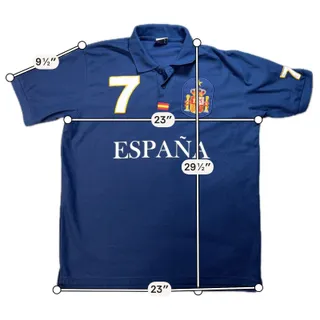 Photo of Spain Soccer Polo Mens XL Navy #7 One-Star Era España Embroidered