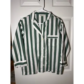 Photo of Sleepy Jones Green and White 3/4 Sleeve PJ Top Size XXS