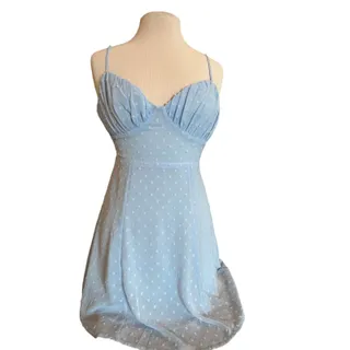 Photo of Selfie Leslie Light Blue Swiss Dot Mini Dress Size M