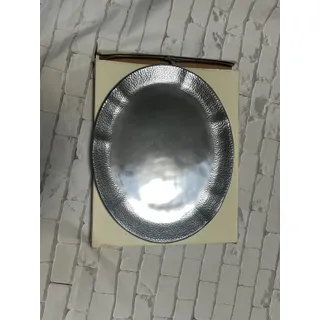 Photo of Lenox Stony Creek Oval Platter Hammered Silver Tone 17.5in Metal