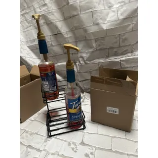 Photo of 2 Pack Coffee Syrup Bottle Stand Rack Organizer 2-Tier Countertop Metal Holder