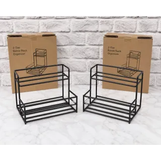 Photo of 2 Pack Coffee Syrup Bottle Stand Rack Organizer 2-Tier Countertop Metal Holder