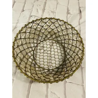 Photo of Gold Round Metal Wire Decorative Basket Bowl, Small Vintage/Retro Freestanding