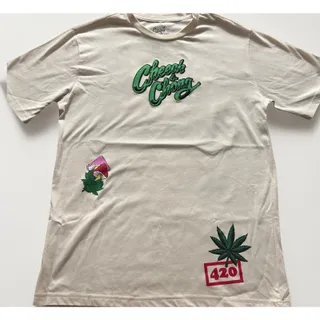 Photo of Cheech Chong Mad Engine Car 420 Streetwear Graphic Tee Mens S Cream Ivory NWOT