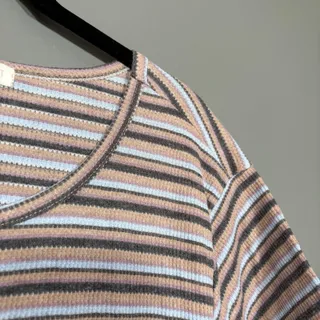 Photo of Ultra Flirt 90's Style Striped T-Shirt Lettuce Hem Crop - 3X - Women's Plus Size