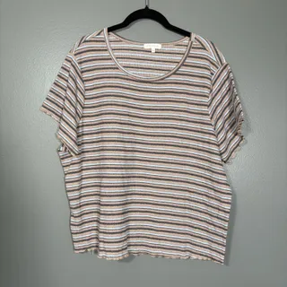 Photo of Ultra Flirt 90's Style Striped T-Shirt Lettuce Hem Crop - 3X - Women's Plus Size