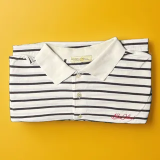 Photo of Peter Millar Sea Island Polo Shirt Mens M Mercerized Cotton Striped As Is