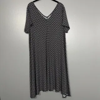 Photo of Roaman's Trapeze Midi Dress Black Geometric V-Neck - Women's Plus Size 18/20