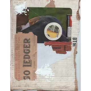 Photo of Original Mixed Media Modern Art Collage "Ledger" 8.25x11.25" Signed