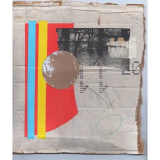 Photo of Original Mixed Media Modern Art Collage "Encyclical" 8.5x9" Signed
