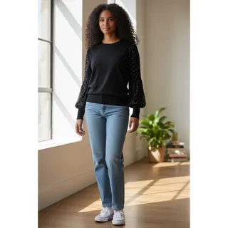 Photo of DKNY Women’s Black Long Sleeve Shirt With Stars On The Sleeves Size Xs