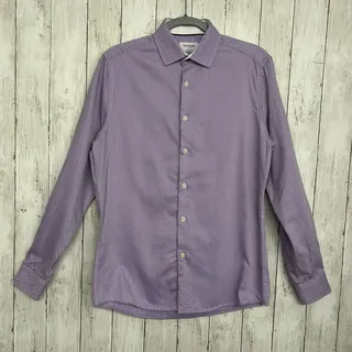 Photo of Duchamp Purple Check Long Sleeve Lightweight Collared Button Up Dress Shirt 15.5
