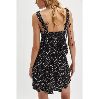 Photo of New FREE PEOPLE Ellia Printed Set TOP + SKORT $148 X-LARGE Black Combo Polka Dot