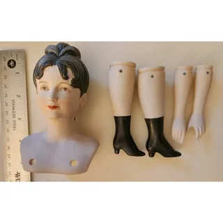 Photo of Vintage Bisque, Ceramic, Porcelain Dolly Madison Doll Making Parts
