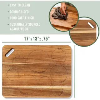 Photo of Laser Engraved Acacia Serving Board with Handle 17X13 Inch Rectangular Charcute