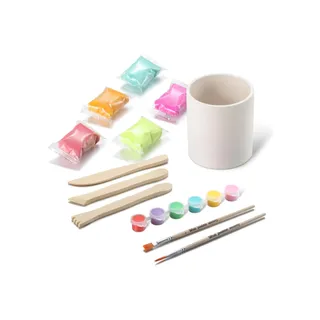 Photo of Mud Puddle Society 9pc Clay Ceramic Planter Garden Art Kit DIY Craft Set