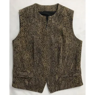 Photo of Elliott Lauren Vest Women Size XSmall Brown Animal Print Zipper Career Work Wear