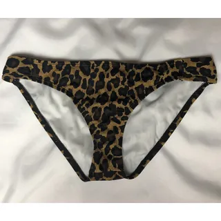 Photo of Reef Bikini Bottom Women L Brown Animal Print Reef Logo Stretch Swim Classic