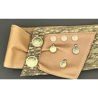 Photo of Unique Fashion Leather Wide Waist Belt BOHO COIN Style M/I Korea Vintage MCM