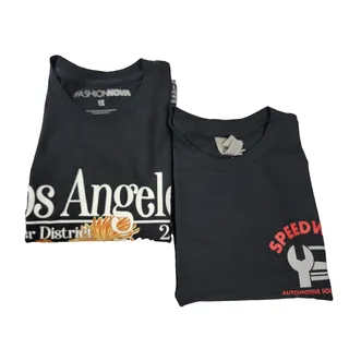 Photo of Lot 2 Graphic Shirts Women's XL Black Fashion Nova Los Angeles & Speedway (1110)