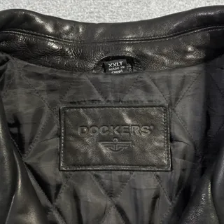 Photo of Dockers Genuine Leather Jacket Black Full Zip Quilted Lined Men’s XXLT Tall
