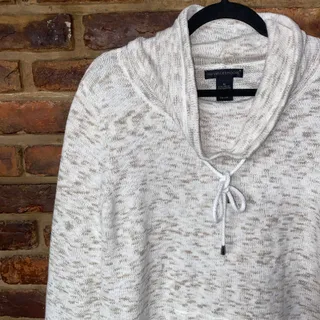 Photo of Preswick & Moore Beige Knit Funnel Cowl Neck Pullover Knit Sweater Size Medium
