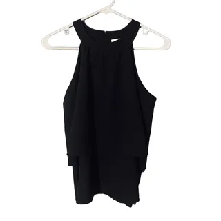 Photo of Paper Crane Black Tiered Layered Sleeveless Mock Neck Blouse Women Sz M