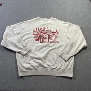 Photo of Nike WHQ World Headquarters Employee Crewneck Sweatshirt Gray Red Swoosh XL
