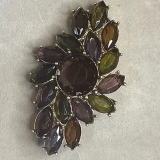 Photo of Monet Vintage Marquise Open‑Back Brooch Gold Tone Signed 5.75cm x 3.75cm