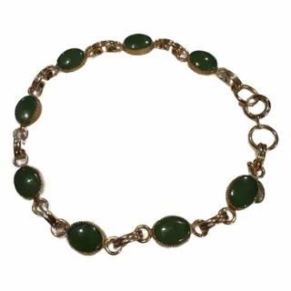 Photo of 12K Gold Filled Jadeite Bracelet 7in Vintage Estate Jewelry Pre-Owned