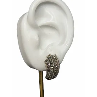 Photo of Sterling Marcasite Swirl Earrings Judith Jack 1980s 925 Silver Clip On Earrings