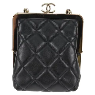 Photo of Chanel Matelasse Lambskin Chain Pouch Crossbody Bag Black