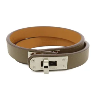Photo of Hermes Kelly Double Tour Calfskin Bracelet Gray