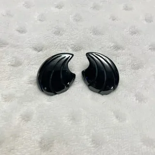 Photo of Vintage Trifari Black Enamel Wave Design Stud Earrings[