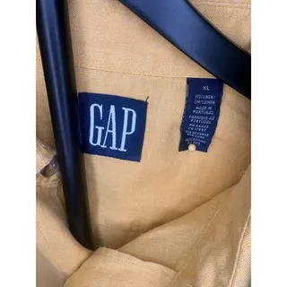 Photo of Vtg GAP Mens XL Mustard Yellow 100% Linen Long Sleeve Button Shirt Y2K Portugal