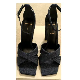 Photo of Black Suede Studio Chelsea Denim Sandal