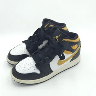 Photo of Air Jordan 1 Mid GS Pollen Black University Gold Kids Size 4Y black white