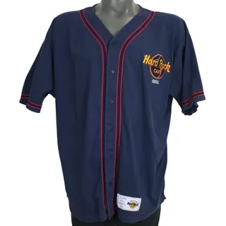 Photo of Vintage Hard Rock Cafe Seoul Baseball Jersey Mens L Navy Korea Shirt