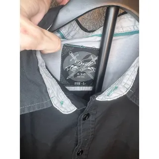 Photo of Drill Clothing Company Mens L Black Y2K Button Down Shirt