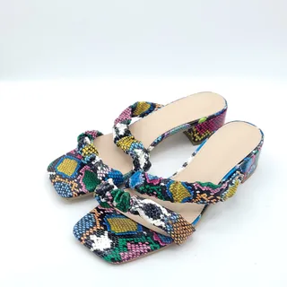 Photo of  heel sandals rainbow snake print women's size 8.5