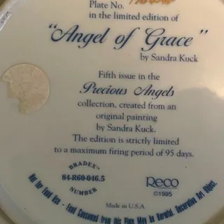 Photo of Bradex Collector's Plate 1764AG Angel of Grace Sandra Kuck 1995