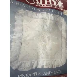 Photo of NEW Cathy Needlecraft Shadow Quilting Pillow Kit Pineapple, And Lace 6925