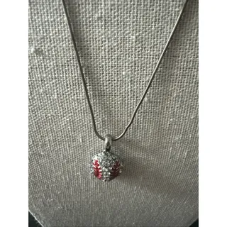 Photo of Stunning Sterling Silver 925 Necklace With Cz Softball Pendant Necklace